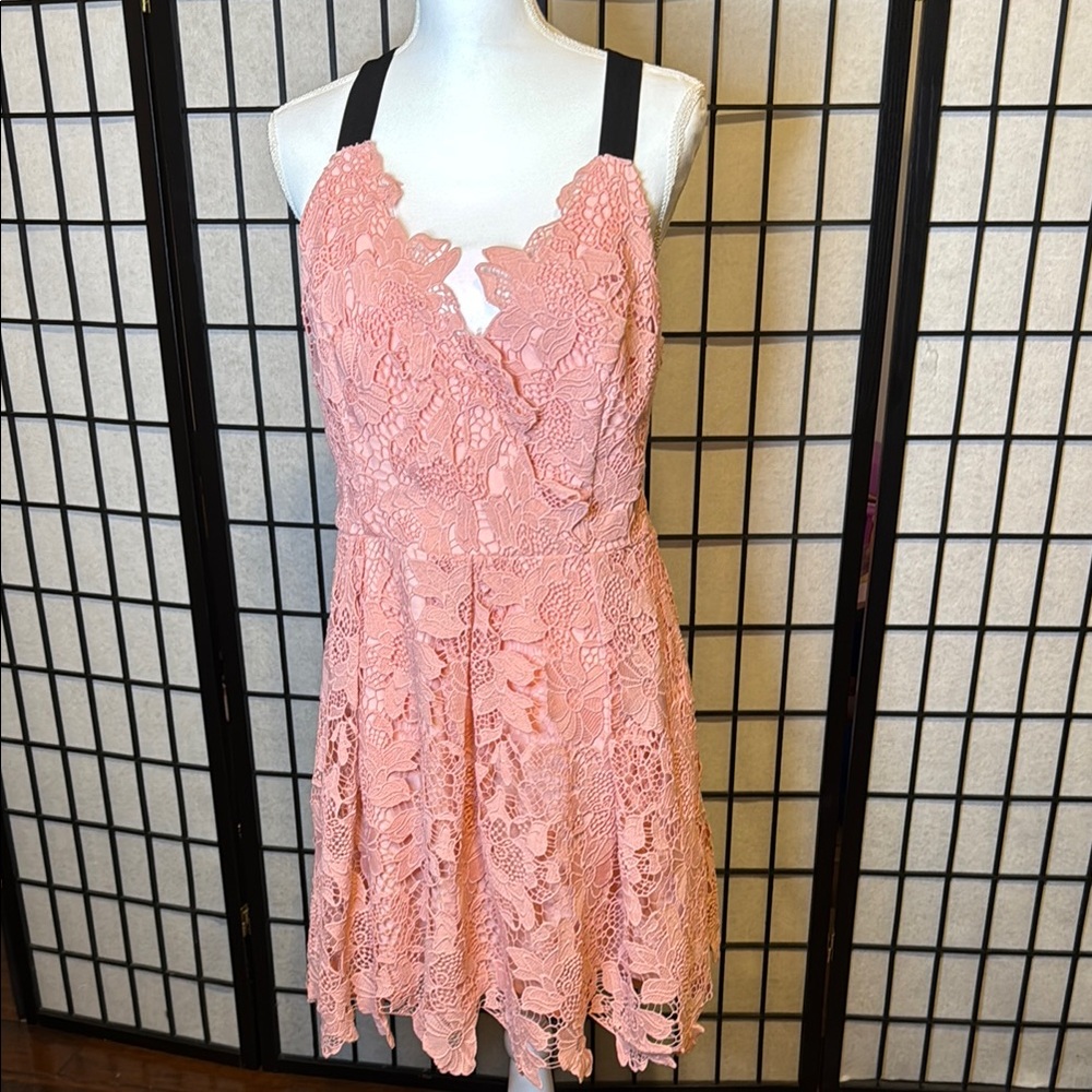 Adelyn Rae Pink Halter Fit and Flare Mini Dress - Picture 1 of 5